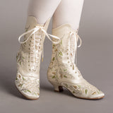 Flora Embroidered Boots Wide (Ivory)