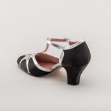 Lilith Vintage Flapper T-Straps Wide (Black/Silver)