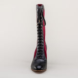 Camille Edwardian Boots (Burgundy/Black)