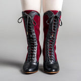 Camille Edwardian Boots (Burgundy/Black)