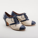 Evelyn Retro Oxfords (Tan/Navy)