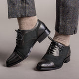 Gladys Vintage Cap Toe Oxfords (Black)