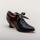 Lucille Edwardian Oxfords (Black/Burgundy)